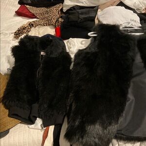 Women's Black Faux Fur Vest: Mommy n me black fux fur vest. Send me message